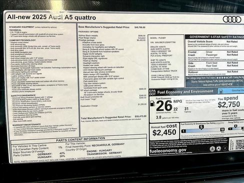 New 2025 Audi A5 2.0T Prestige image 18