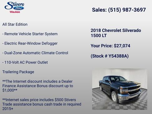 Used 2018 Chevrolet Silverado 1500 LT w/ All Star Edition image 7