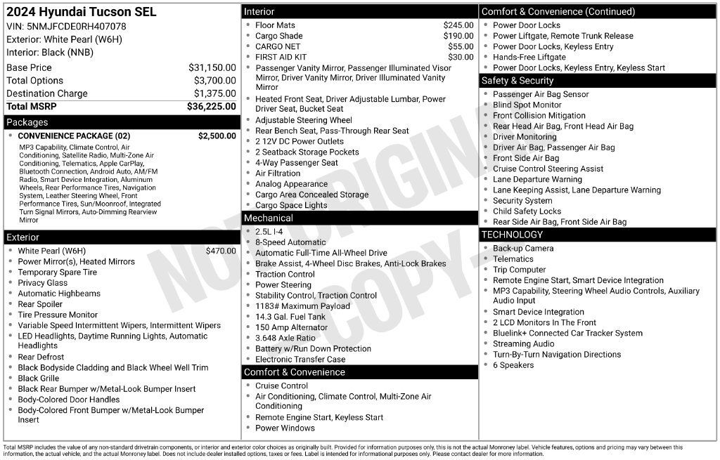 Used 2024 Hyundai Tucson SEL w/ Convenience Package AWD/4WD image 36