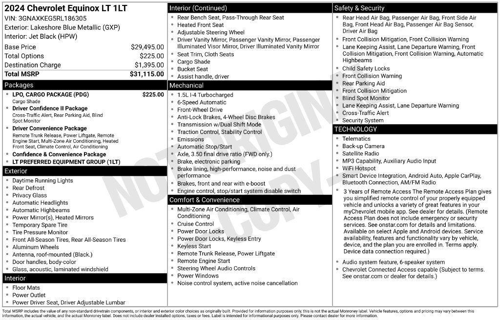 Certified 2024 Chevrolet Equinox LT w/ LPO, Cargo Package FWD image 4
