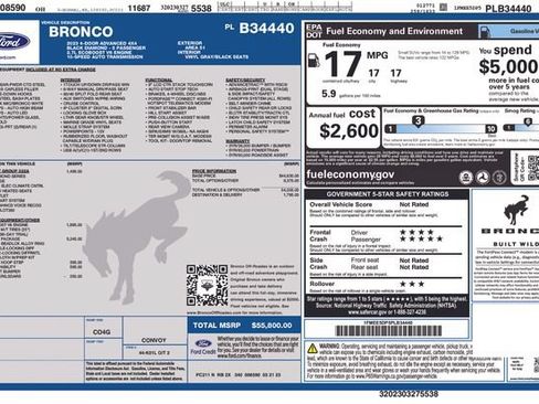 Used 2023 Ford Bronco Black Diamond w/ Sasquatch Package AWD/4WD image 2