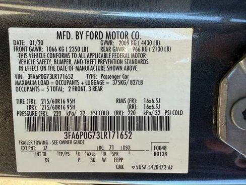 Certified 2020 Ford Fusion S FWD image 38