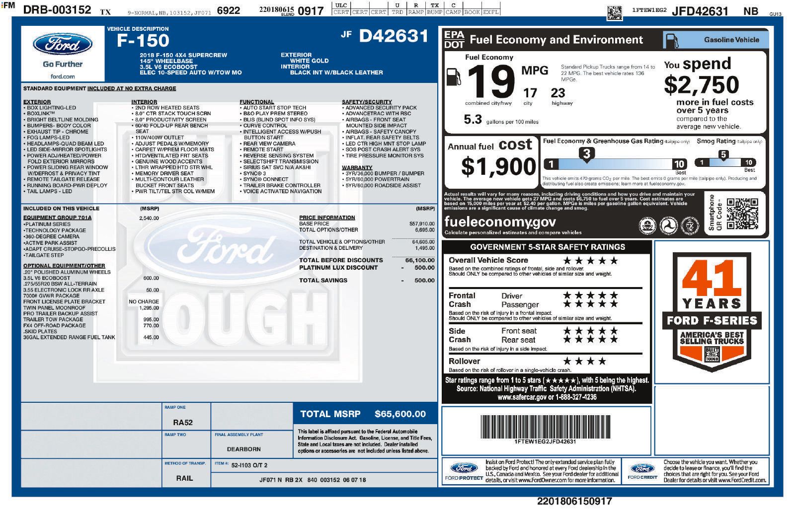 Used 2018 Ford F150 Platinum w/ Equipment Group 701A Luxury AWD/4WD image 16