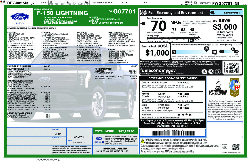 Certified 2023 Ford F150 Lightning Lariat w/ Equipment Group 511A High AWD/4WD image 6
