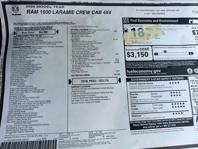 New 2026 RAM 1500 Laramie w/ Night Edition AWD/4WD image 34