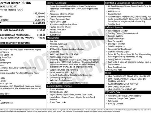 Used 2020 Chevrolet Blazer RS w/ LPO, Floor Liner Package image 5