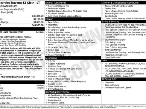 Certified 2023 Chevrolet Traverse LT w/ LPO, Floor Liner Package AWD/4WD image 11