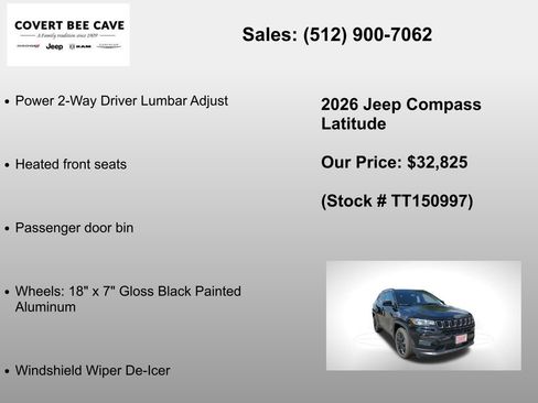 New 2026 Jeep Compass Latitude w/ Quick Order Package 29K image 24