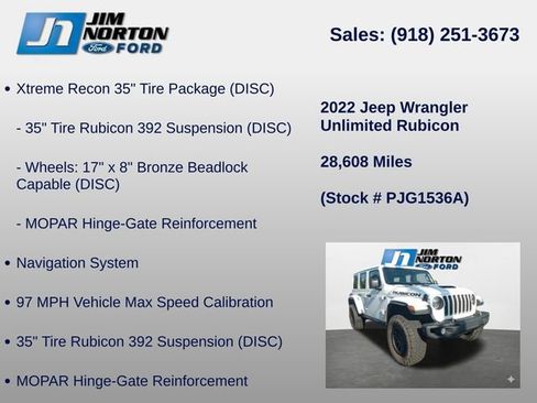 Used 2022 Jeep Wrangler Unlimited Rubicon w/ Xtreme Recon 35" Tire Package AWD/4WD image 14