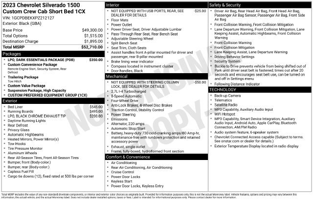 Used 2023 Chevrolet Silverado 1500 Custom w/ LPO, Dark Essentials Package AWD/4WD image 23
