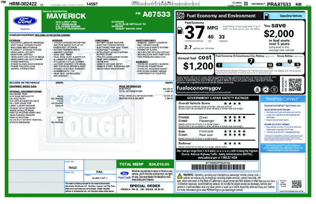 Used 2023 Ford Maverick Lariat w/ Lariat Luxury Package FWD image 2