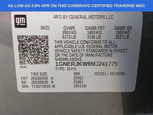 Certified 2021 Chevrolet Traverse RS w/ LPO, Floor Liner Package image 35