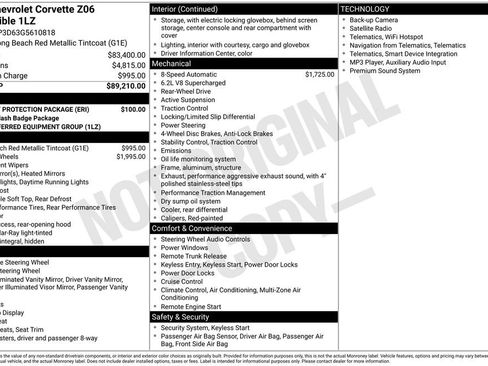 Used 2016 Chevrolet Corvette Z06 w/ Battery Protection Package RWD image 3