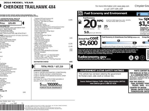 Used 2014 Jeep Cherokee Trailhawk w/ Comfort/Convenience Group AWD/4WD image 5