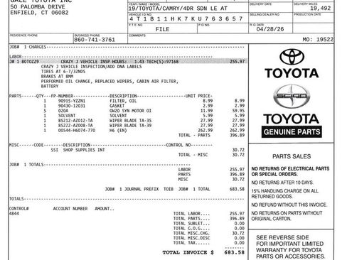 Used 2019 Toyota Camry LE w/ Carpet Mat Package FWD image 13
