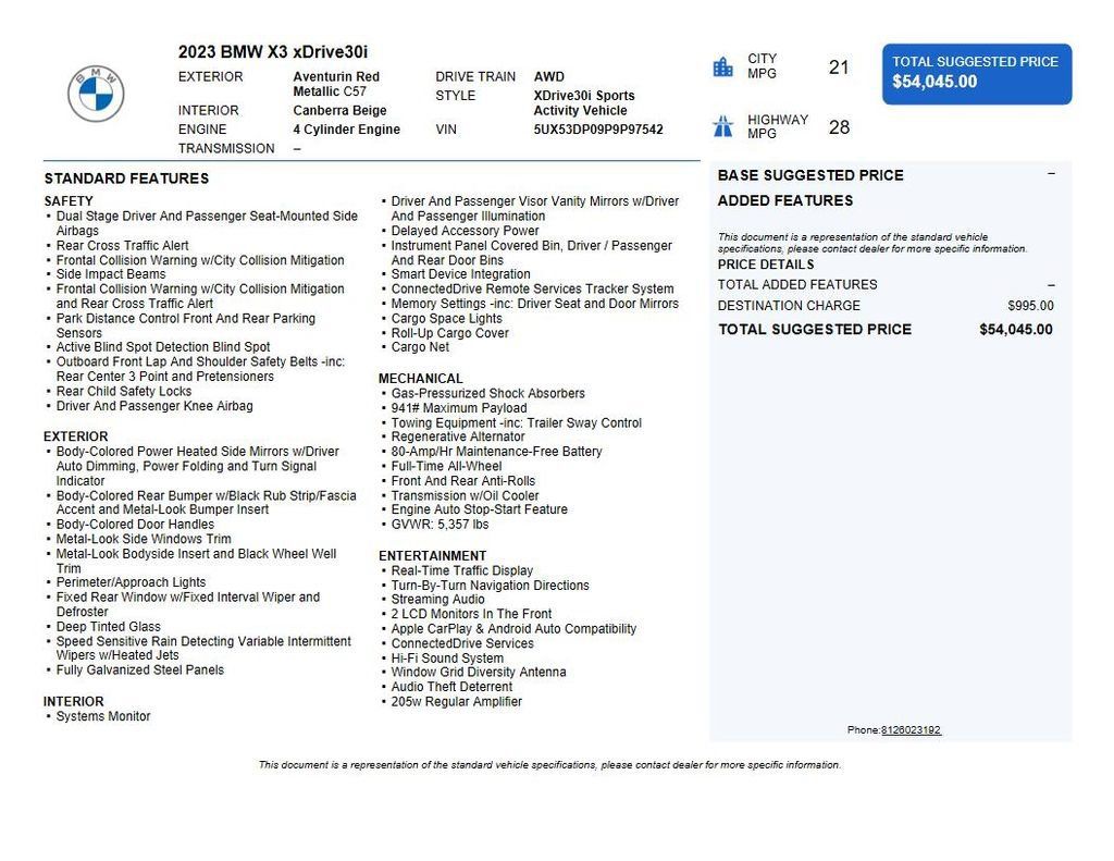 Used 2023 BMW X3 xDrive30i w/ Premium Package AWD/4WD image 42