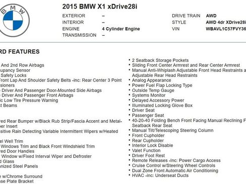 Used 2015 BMW X1 xDrive28i AWD/4WD image 17