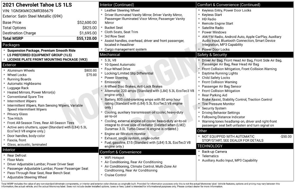 Used 2021 Chevrolet Tahoe LS AWD/4WD image 5