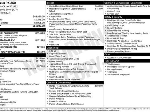 Used 2019 Lexus RX 350 FWD w/ Navigation Package image 19