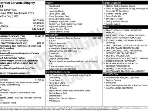 Used 2023 Chevrolet Corvette Stingray Premium Cpe w/ Z51 Performance Package RWD image 39