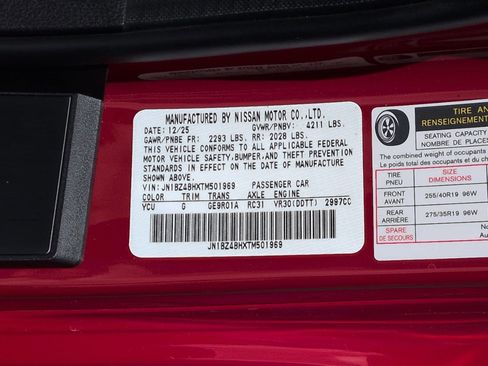 New 2026 Nissan Z Performance w/ Floor Mat Package RWD image 34