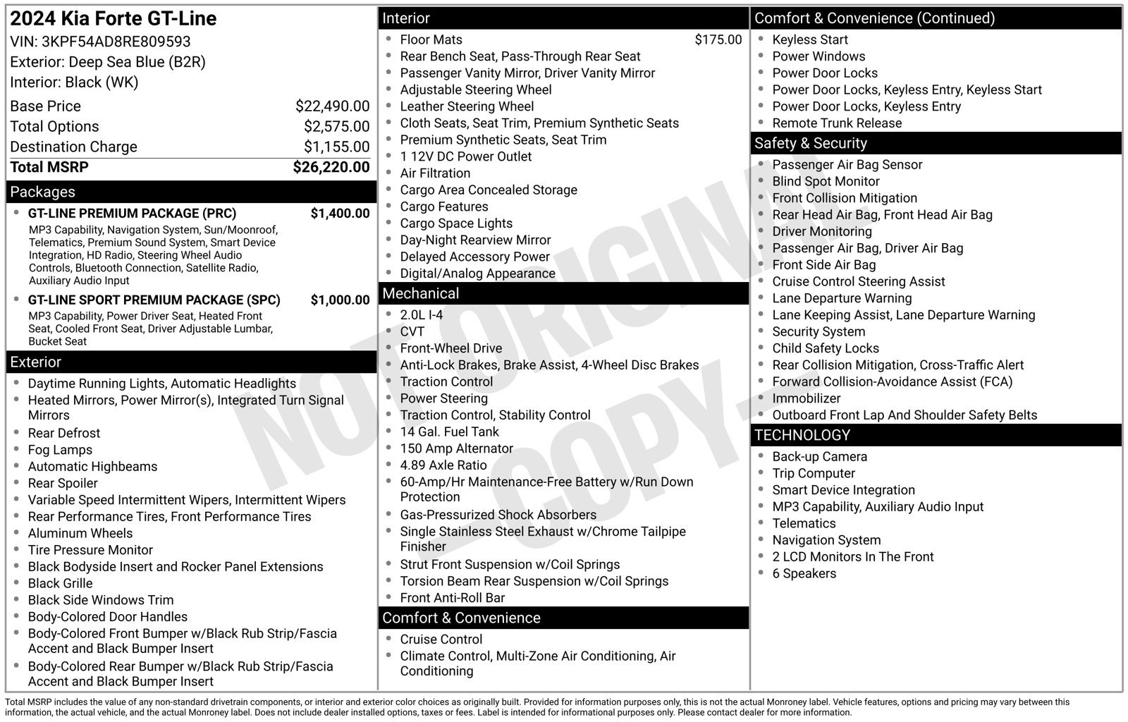 Used 2024 Kia Forte GT-Line w/ GT-Line Premium Package FWD image 3
