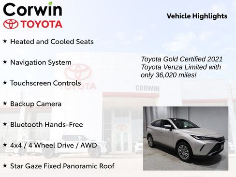 Certified 2021 Toyota Venza Limited image 9