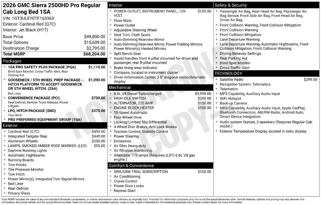 New 2026 GMC Sierra 2500 Pro w/ 1SA Pro Safety Plus Package AWD/4WD image 24