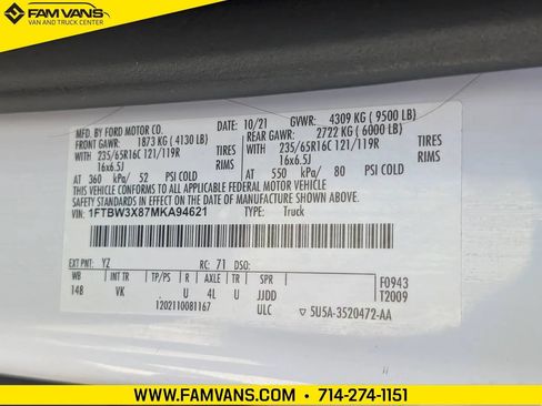 Used 2021 Ford Transit 350 148 High Roof Extended RWD image 49