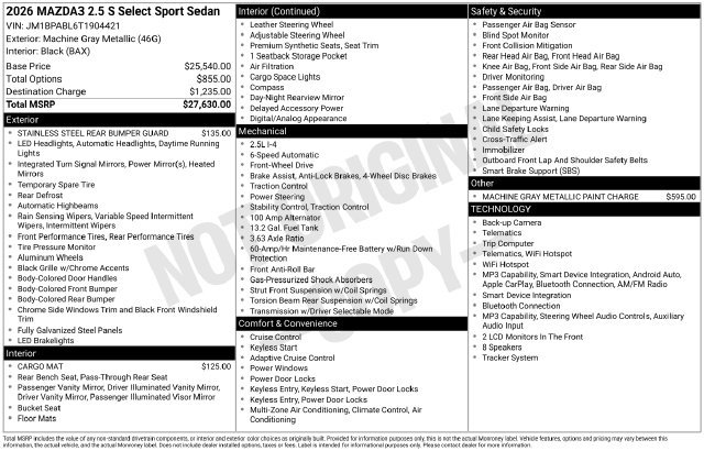 New 2026 MAZDA MAZDA3 s Sport FWD image 4