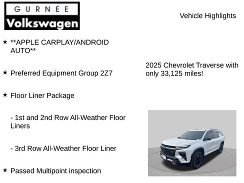 Used 2025 Chevrolet Traverse Z71 w/ LPO, Floor Liner Package AWD/4WD image 8