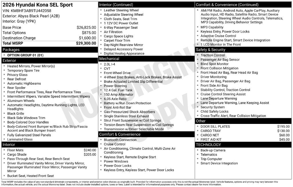 Certified 2026 Hyundai Kona SEL Sport FWD image 29