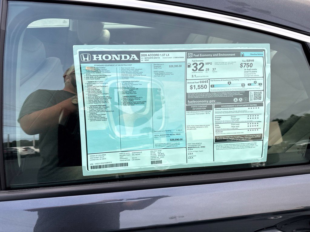 New 2026 Honda Accord LX image 11