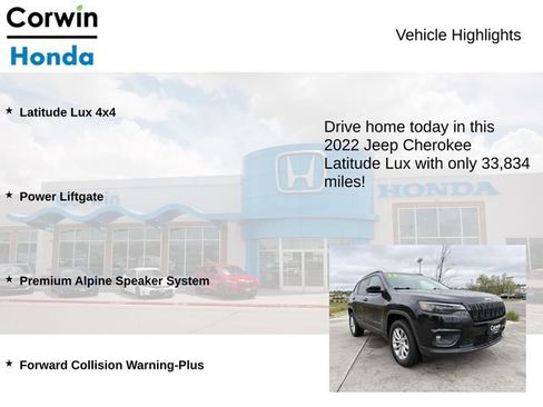 Used 2022 Jeep Cherokee Latitude Lux w/ Sun & Sound Group AWD/4WD image 7