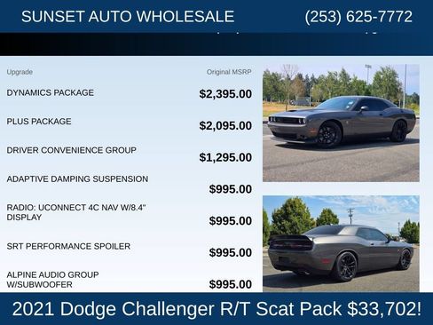 Used 2021 Dodge Challenger R/T Scat Pack w/ Dynamics Package RWD image 24