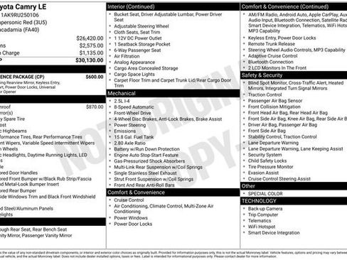 Used 2024 Toyota Camry LE w/ Convenience Package FWD image 29
