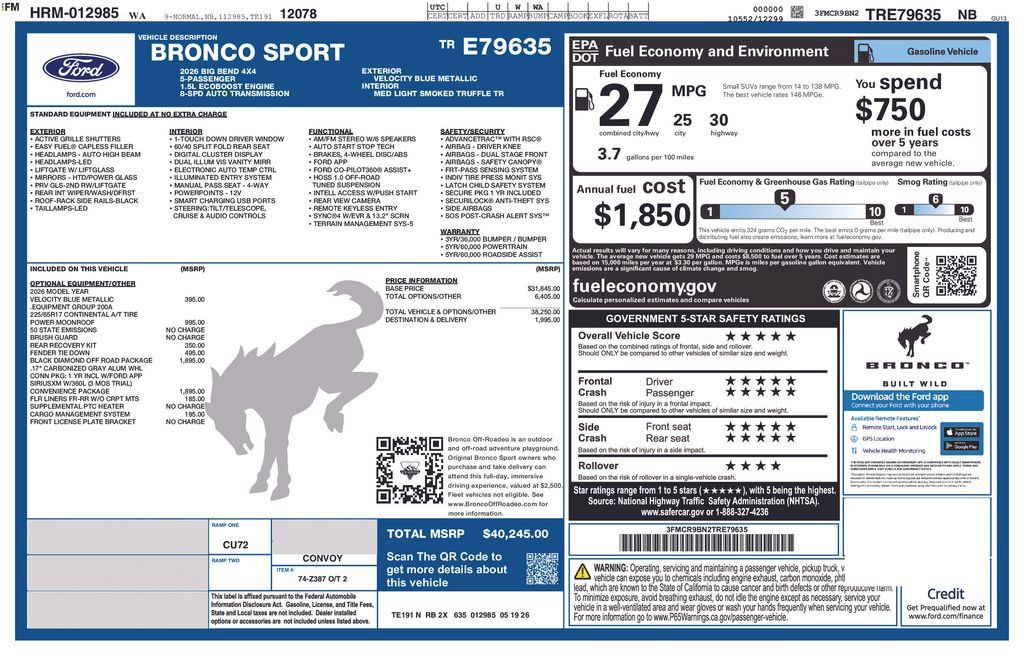 New 2026 Ford Bronco Sport Big Bend w/ Convenience Package AWD/4WD image 45