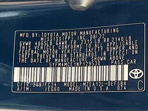 Used 2022 Toyota Corolla SE w/ Carpet Mat Package (TMS) FWD image 31