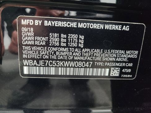 Used 2019 BMW 540i xDrive w/ Convenience Package AWD/4WD image 3
