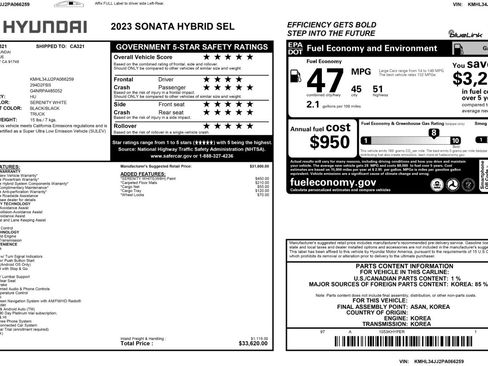 Used 2023 Hyundai Sonata SEL FWD image 52