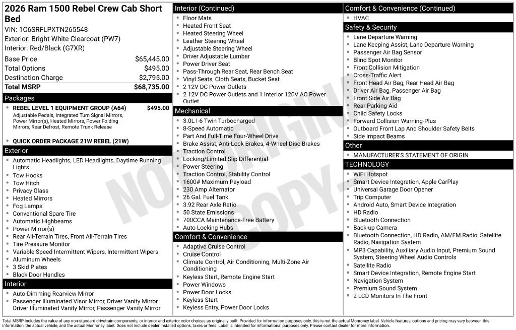 Used 2026 RAM 1500 Rebel w/ Rebel Level 1 Equipment Group AWD/4WD image 6