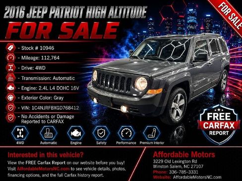 Used 2016 Jeep Patriot High Altitude AWD/4WD image 1