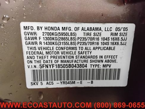 Used 2005 Honda Pilot EX-L image 18