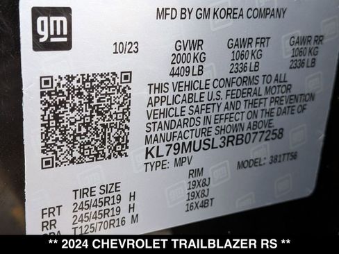 Used 2024 Chevrolet TrailBlazer RS w/ Convenience Package image 29