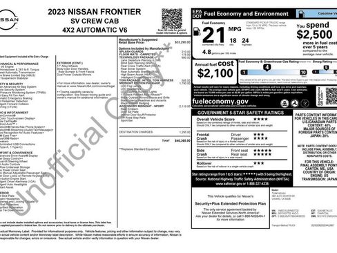 Used 2023 Nissan Frontier SV w/ Midnight Edition Package RWD image 3