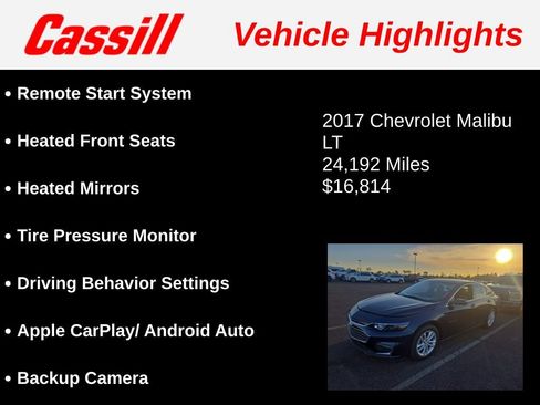 Used 2017 Chevrolet Malibu LT w/ Leather Package FWD image 3