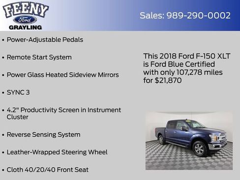 Certified 2018 Ford F150 XLT w/ Equipment Group 302A Luxury image 20