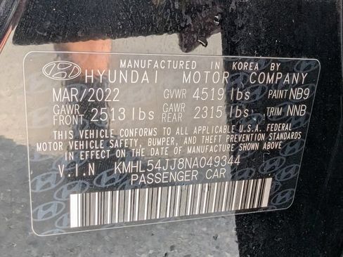 Used 2022 Hyundai Sonata Limited w/ Cargo Package FWD image 10