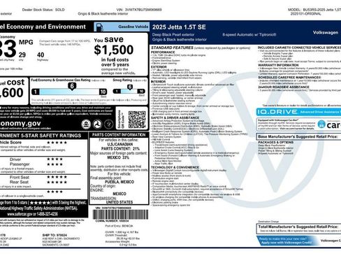 Used 2025 Volkswagen Jetta SE FWD image 3