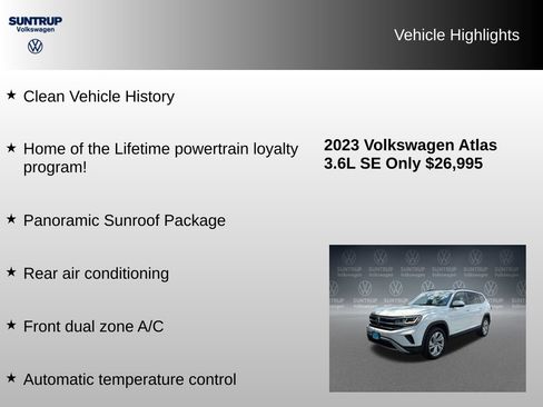 Used 2023 Volkswagen Atlas SE w/ Panoramic Sunroof Package AWD/4WD image 8